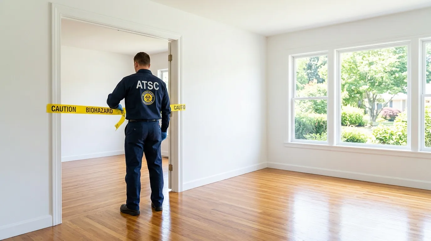 Certified biohazard cleanup crew performing Trauma Scene Cleanup in Westford